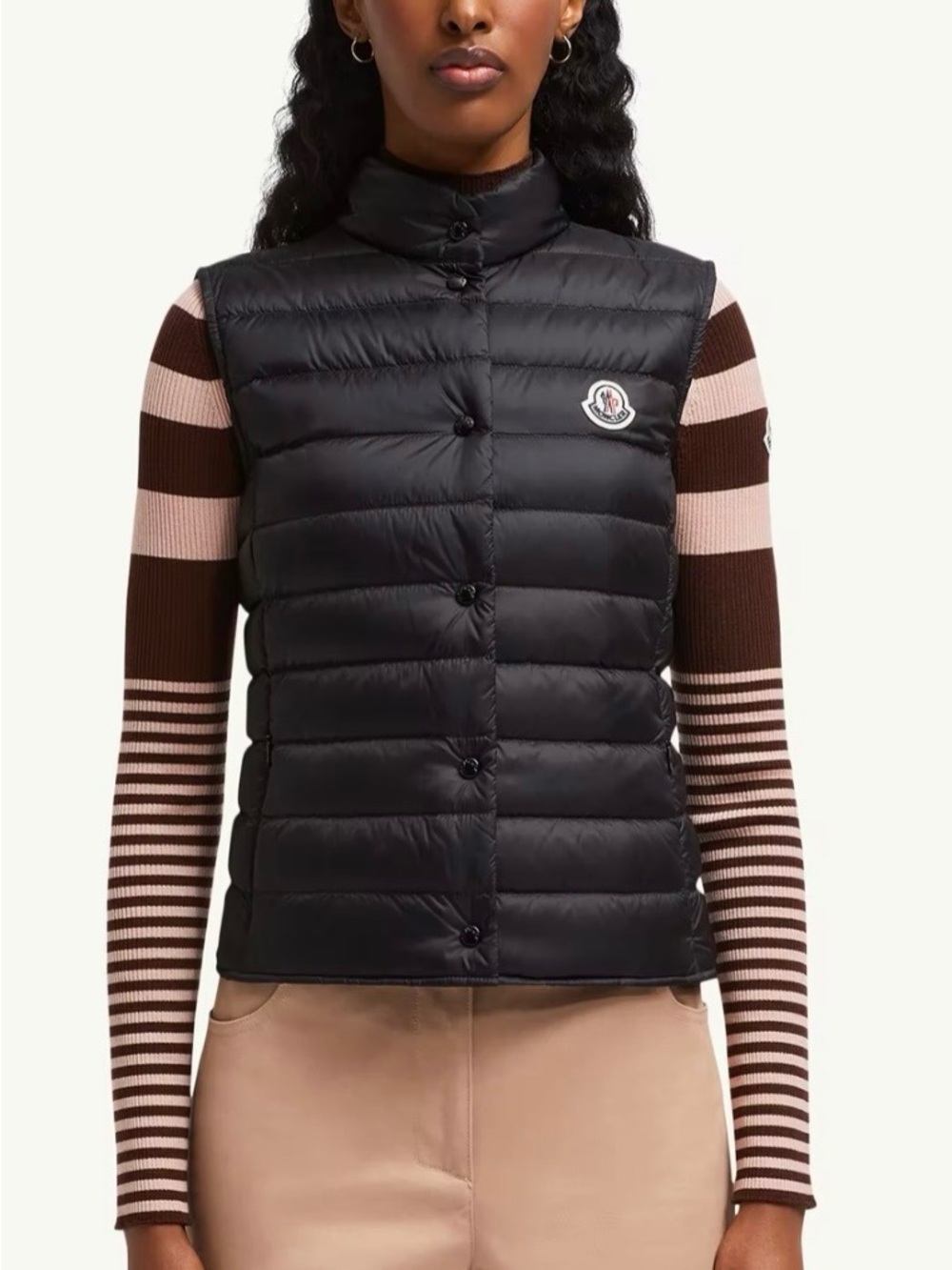Moncler Liane Quilted Black Vest with Real Down